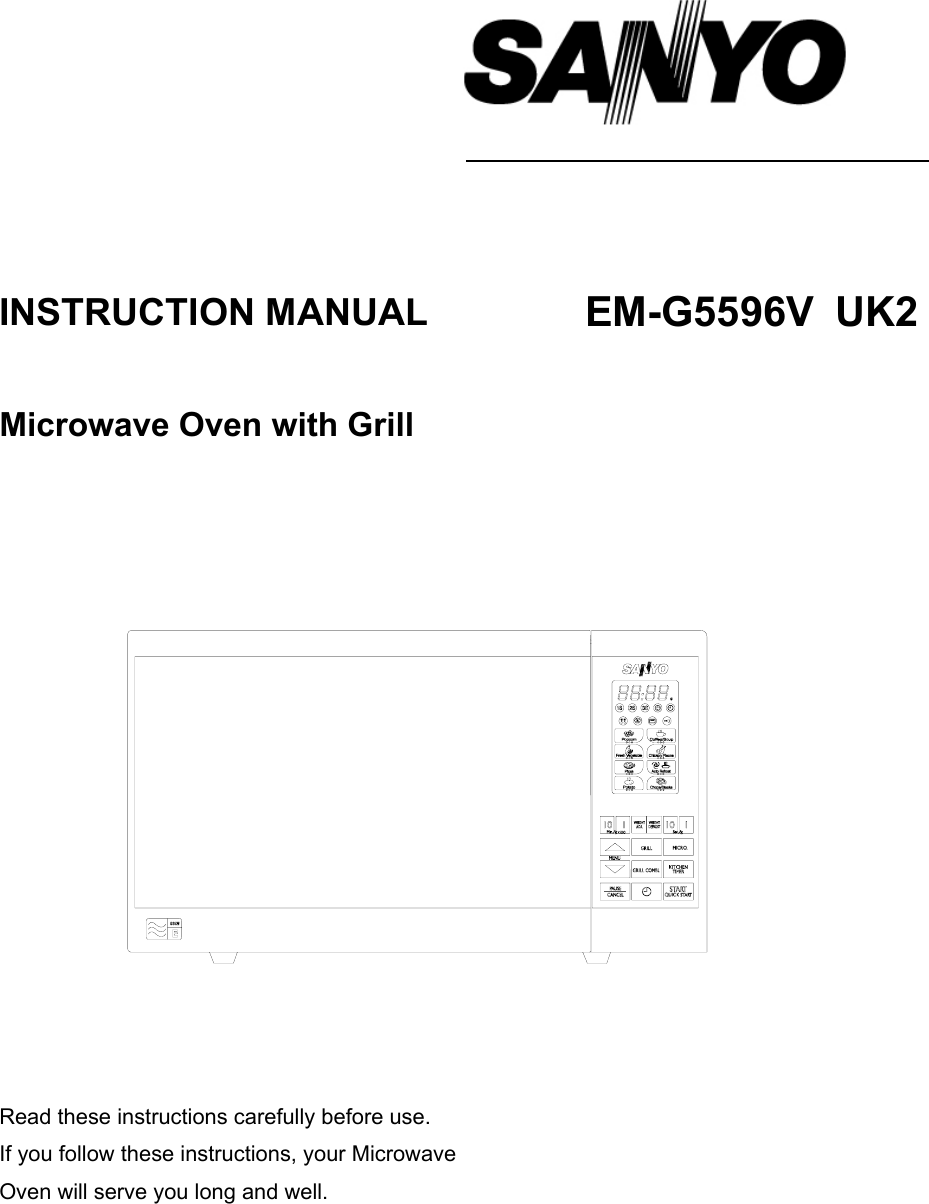 Page 1 of 12 - Sanyo Sanyo-Microwave-Oven-With-Grill-Em-G5596V-Users-Manual- INSTRUCTION MANUAL  Sanyo-microwave-oven-with-grill-em-g5596v-users-manual
