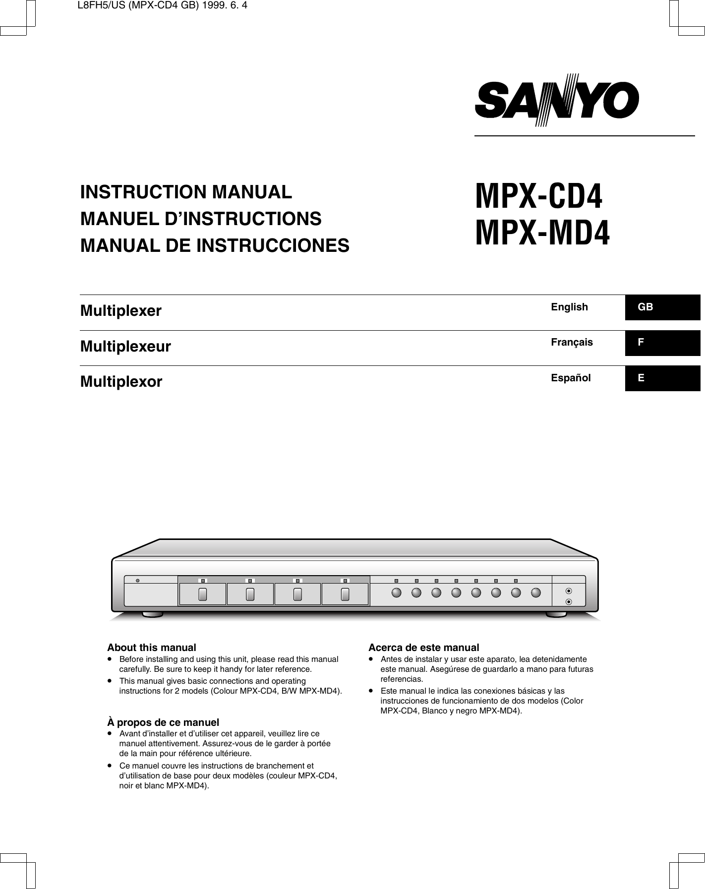 Sanyo Mpx Cd4 Users Manual