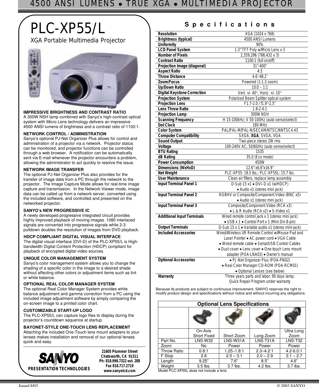 Page 1 of 1 - Sanyo Sanyo-Projector-Plc-Xp55-L-Users-Manual-  Sanyo-projector-plc-xp55-l-users-manual
