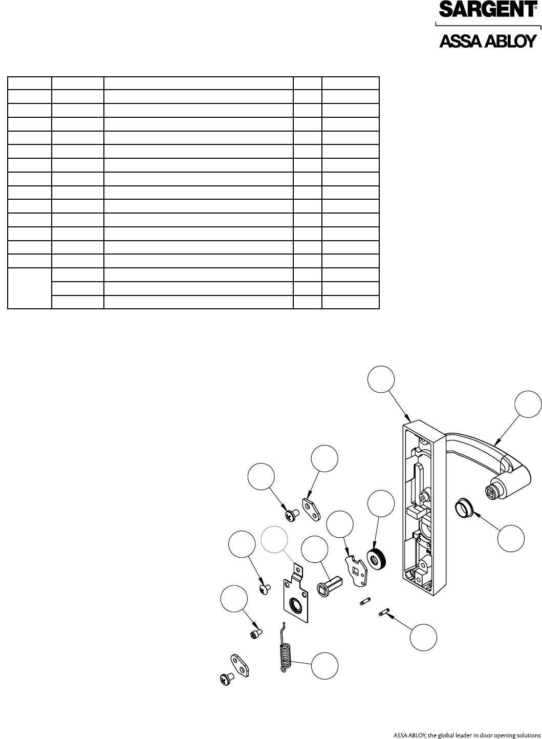 Sargent 80 Series Parts Manual 80Series Exit Device