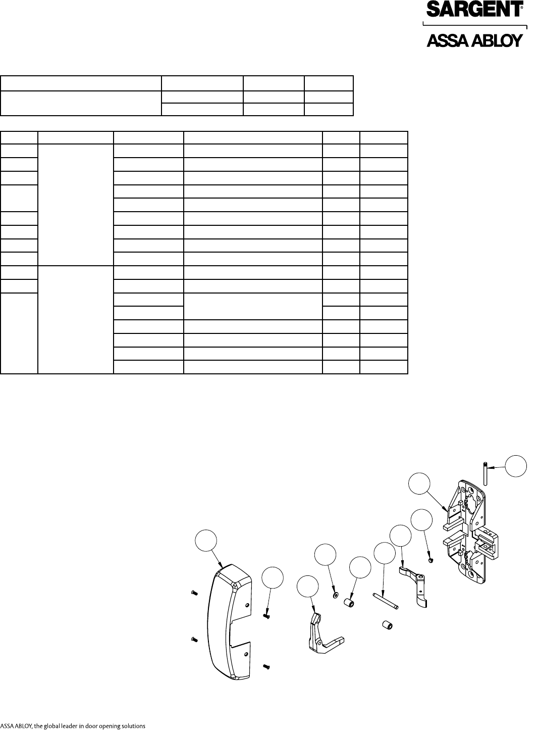 Sargent 80 Series Parts Diagram Sargent H18800 Parts Breakd