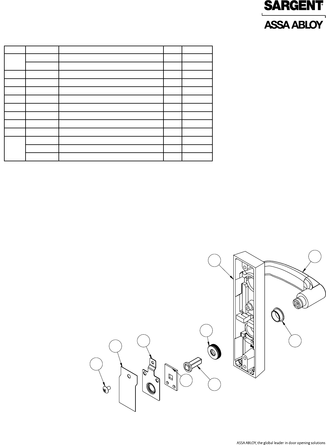 Sargent 80 Series Parts Manual 80Series Exit Device