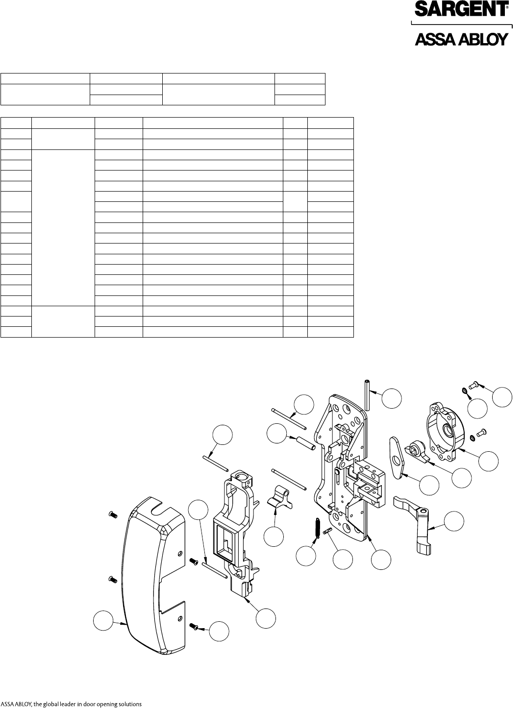 Sargent 80 Series Parts Manual