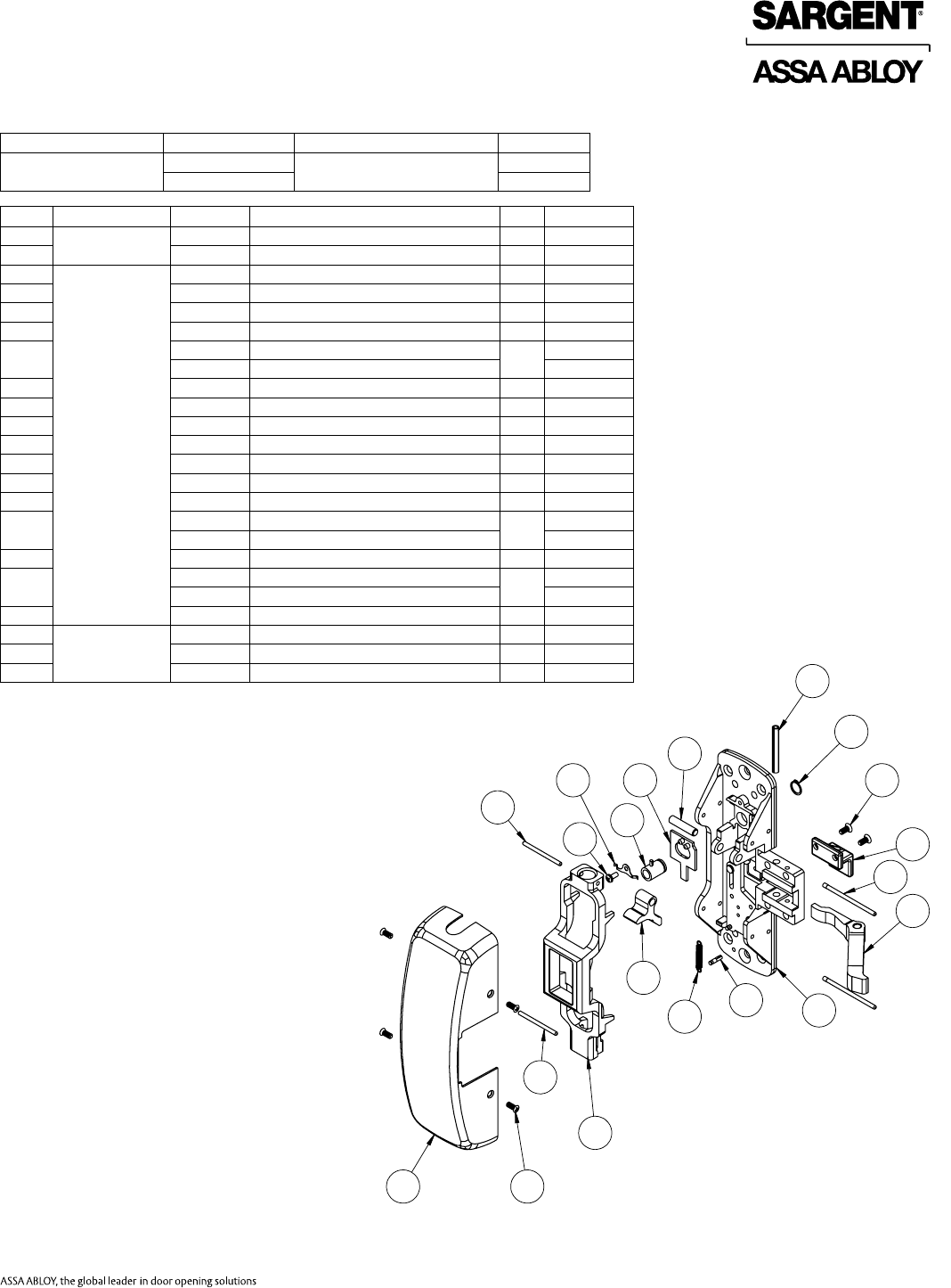 Sargent 80 Series Parts Manual