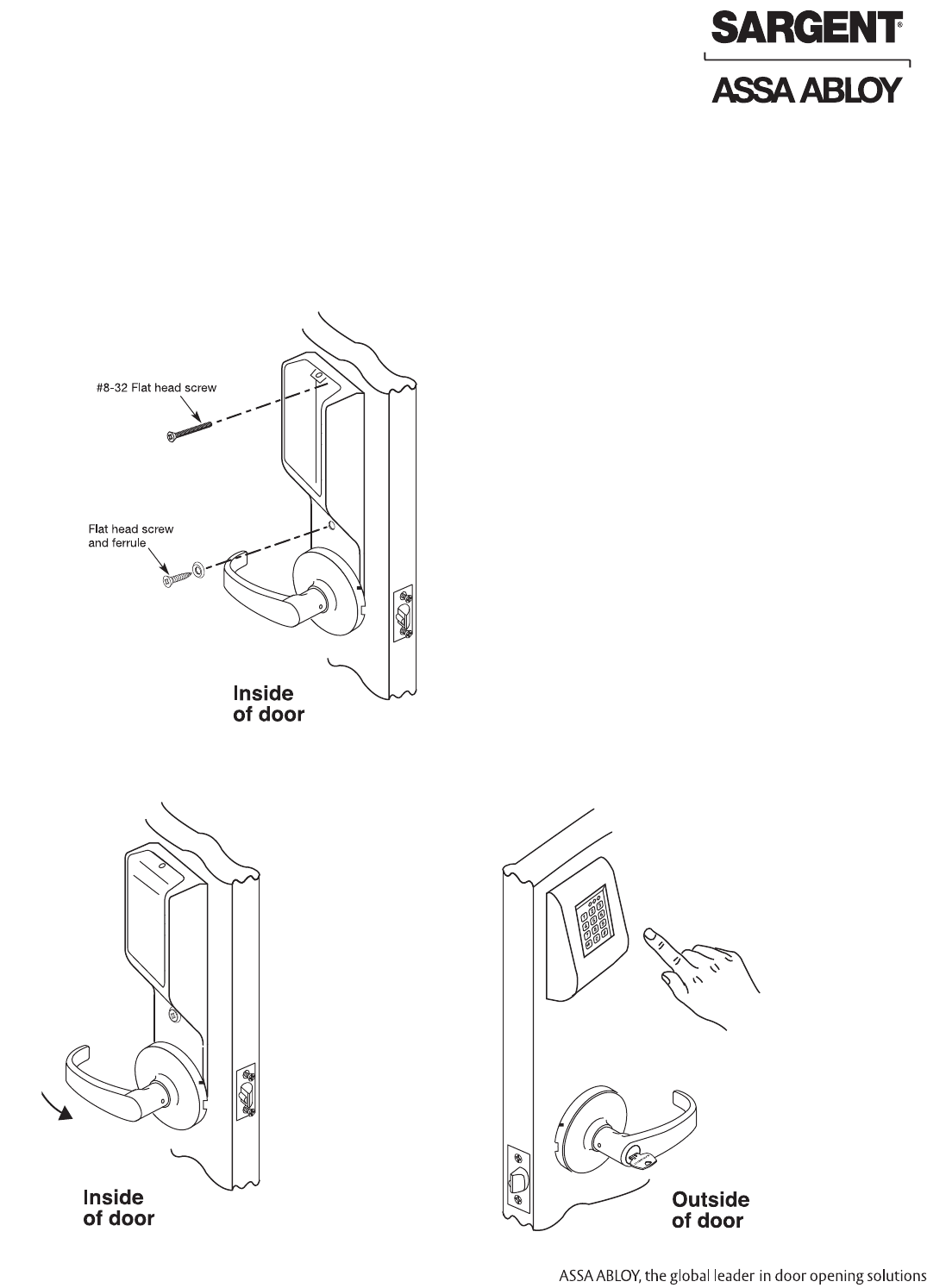 Sargent A7113E Instructions For Installing KP10G77 Line Bored Locks