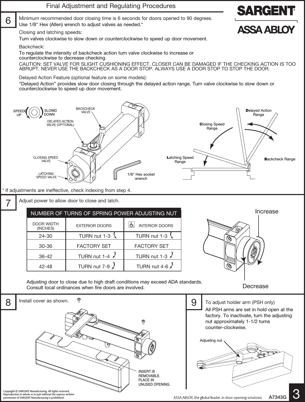 Page 3 of 4 - Sargent Instructions For Installing 351 Series Door Closers With PS & PSH Holder Arms A7343G Low Res