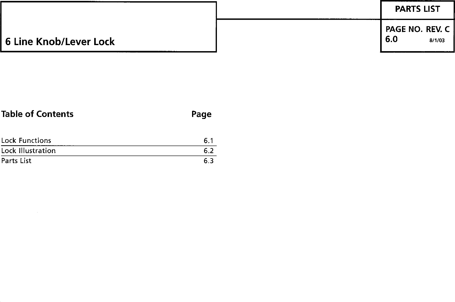 Page 2 of 6 - Sargent  6-Line Parts List Bored Lock 6 Line