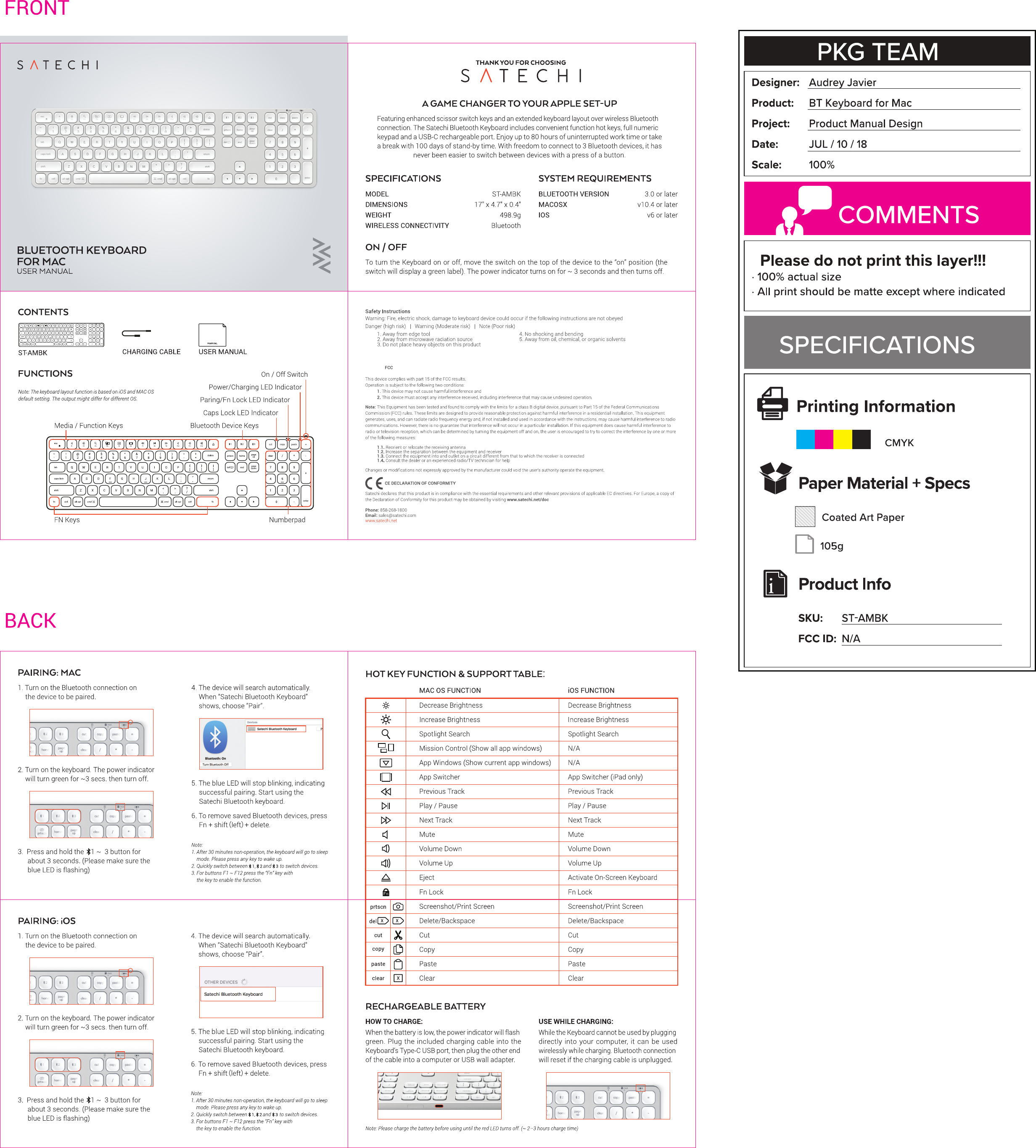 Sariana St Ambk Bluetooth Keyboard For Mac User Manual