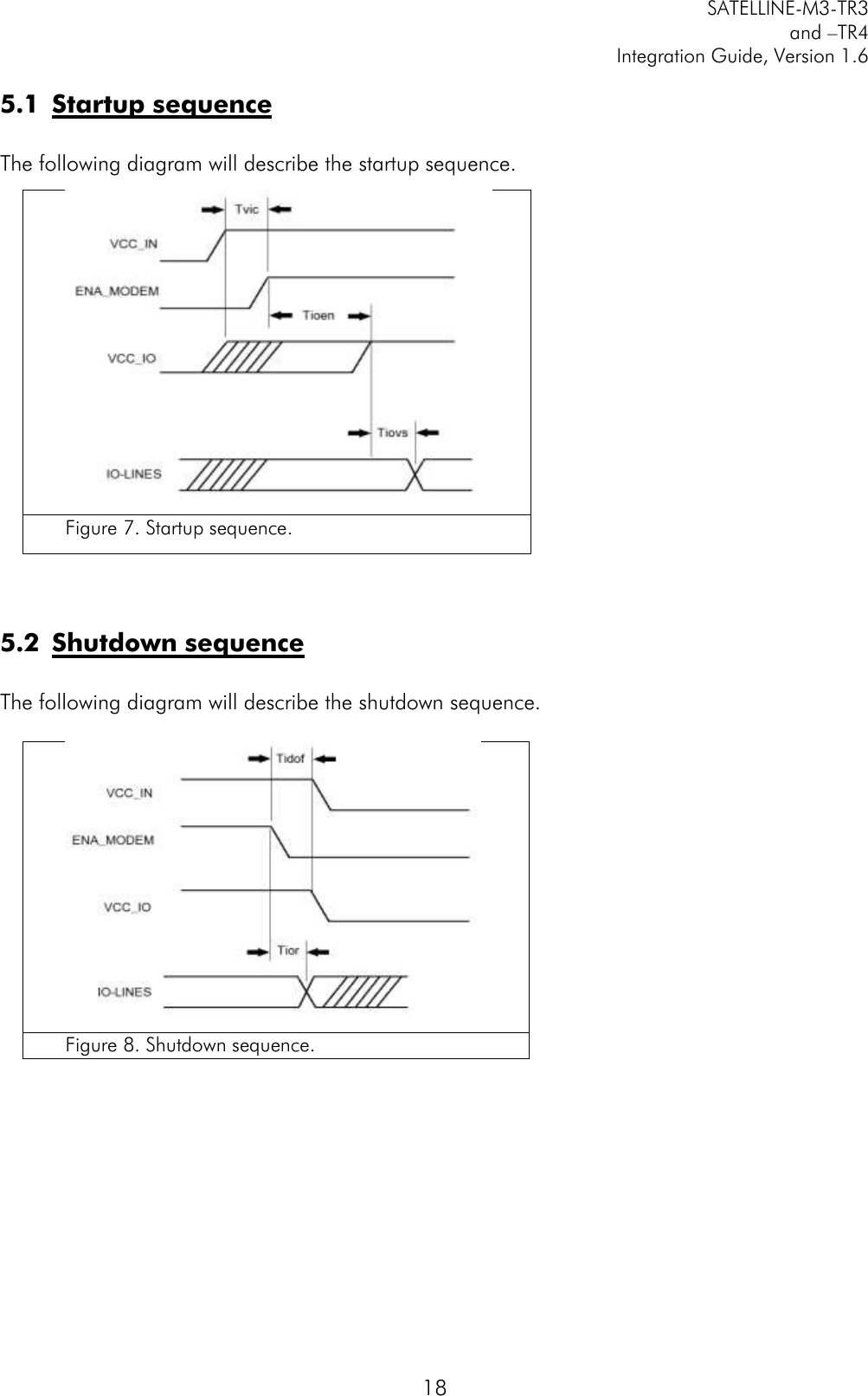         SATELLINE-M3-TR3 and –TR4 Integration Guide, Version 1.6  18 5.1 Startup sequence   The following diagram will describe the startup sequence.   Figure 7. Startup sequence.    5.2 Shutdown sequence  The following diagram will describe the shutdown sequence.   Figure 8. Shutdown sequence.     