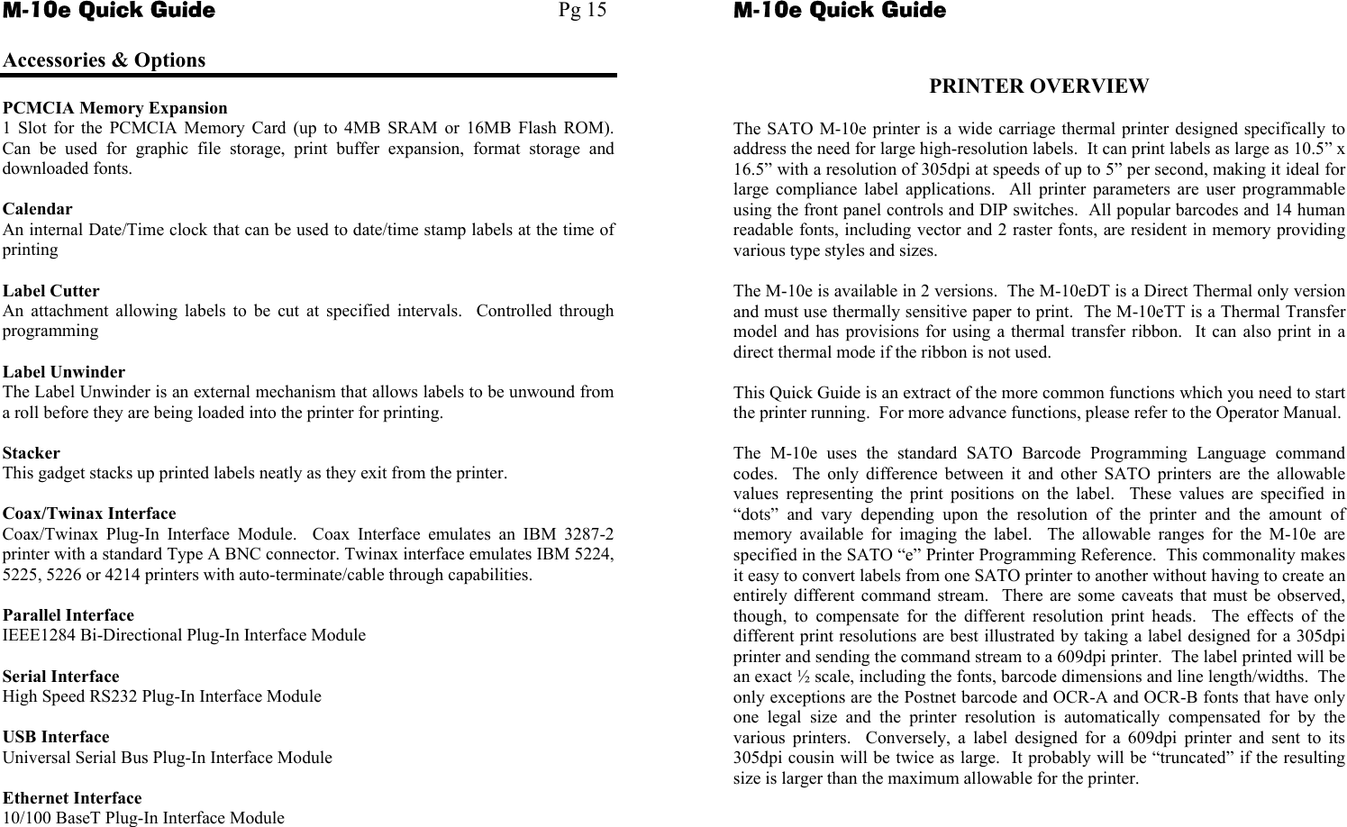 Page 3 of 10 - Sato Sato-Label-Maker-M-10E-Users-Manual Quick Guide