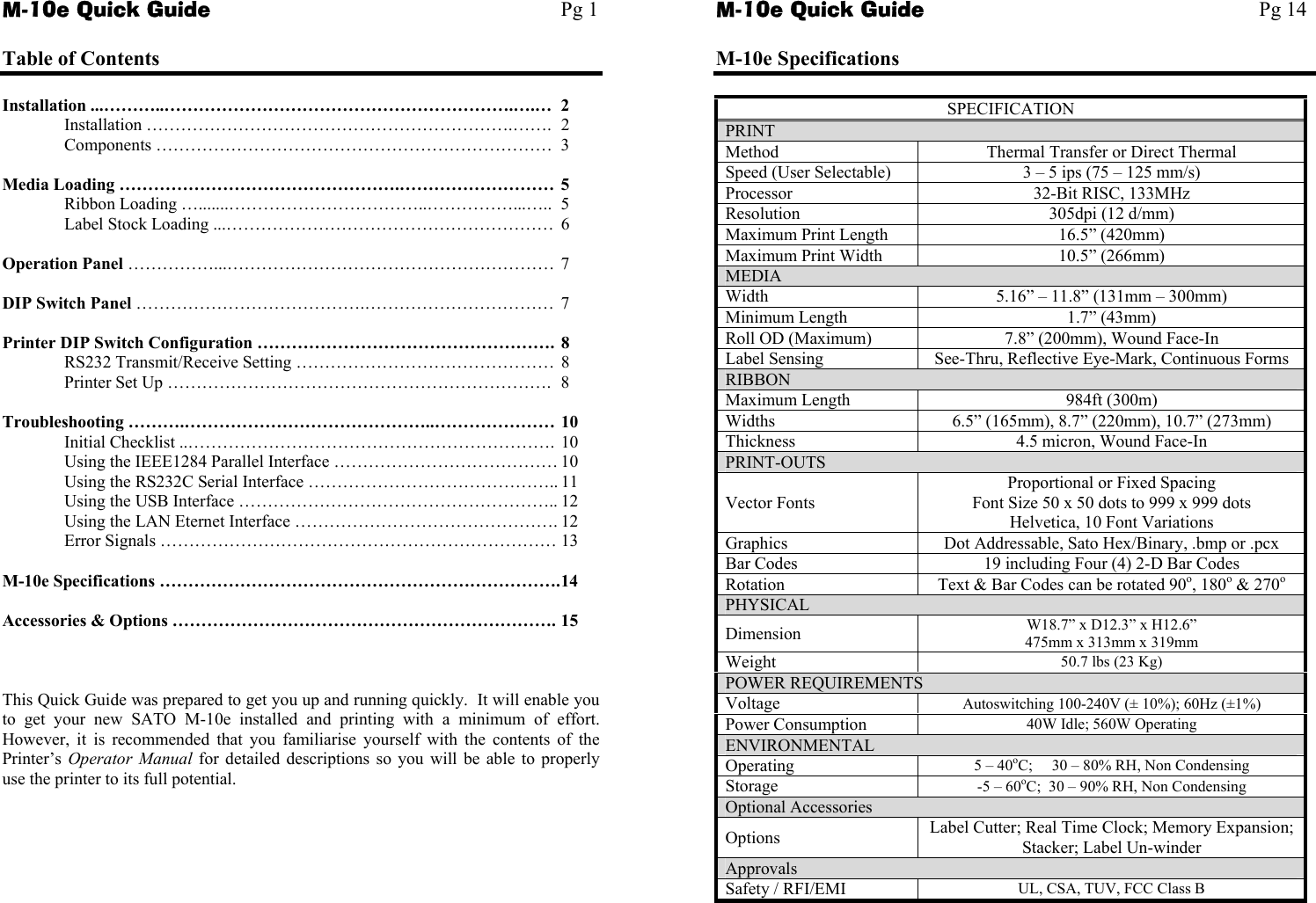 Page 4 of 10 - Sato Sato-Label-Maker-M-10E-Users-Manual Quick Guide