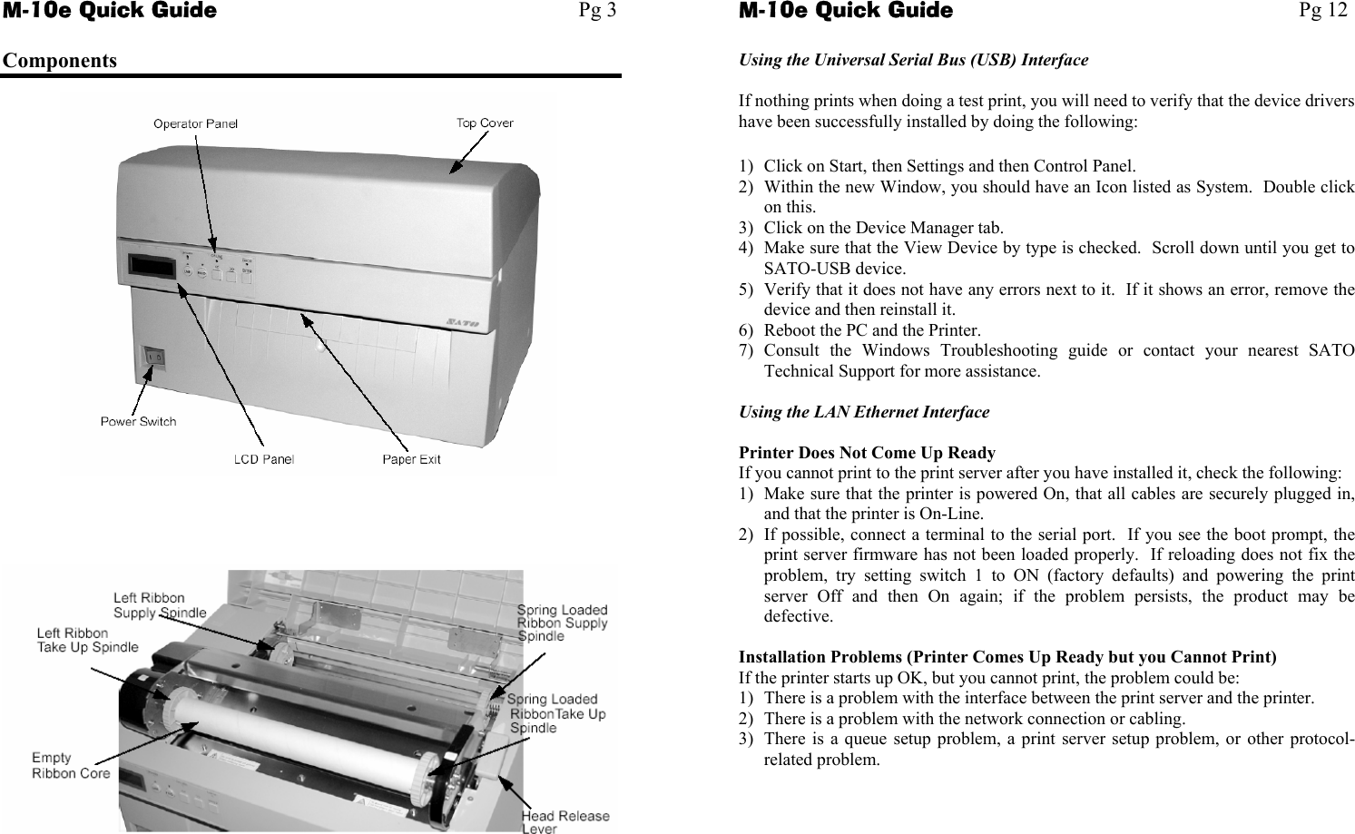 Page 6 of 10 - Sato Sato-Label-Maker-M-10E-Users-Manual Quick Guide