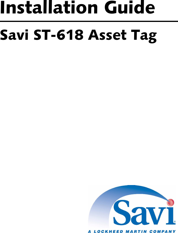 Installation GuideSavi ST-618 Asset Tag 