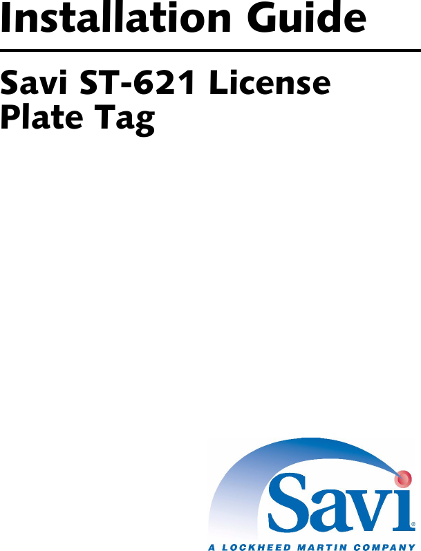 Installation GuideSavi ST-621 License Plate Tag 