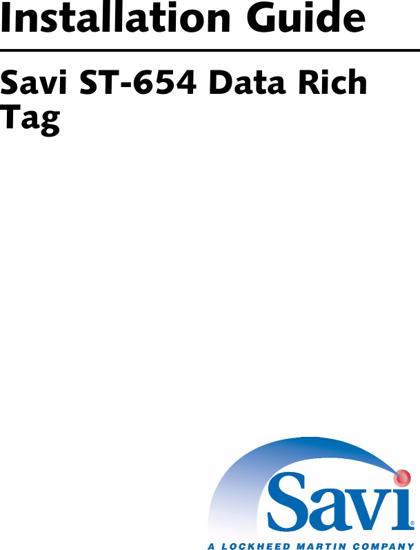 Installation GuideSavi ST-654 Data Rich Tag 