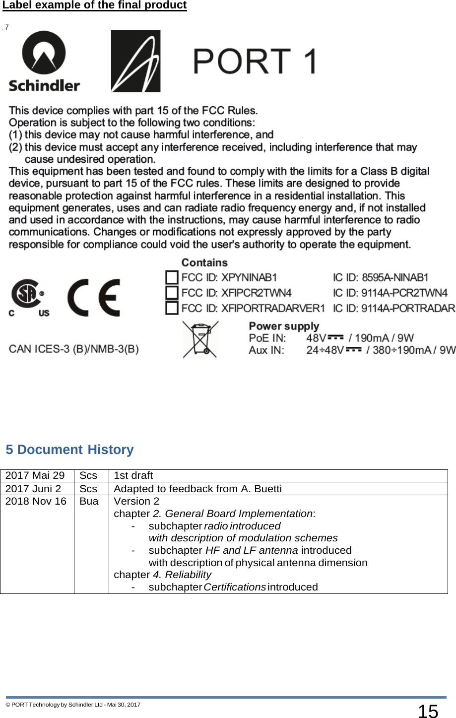 Page 15 of Schindler elevators PCR2TWN4 Card reader module PCR2-TWN4 User Manual Users manual