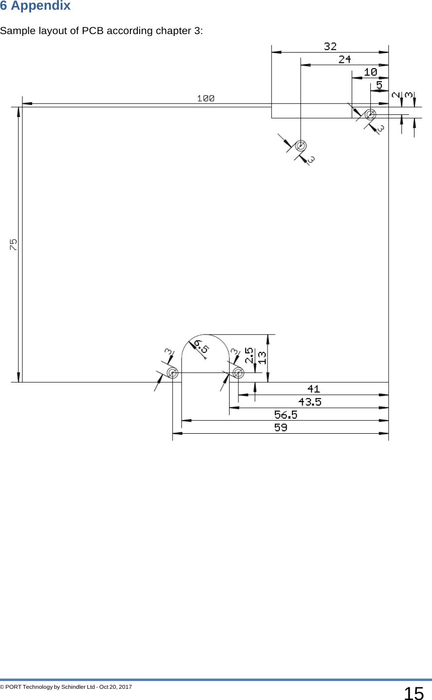 15 © PORT Technology by Schindler Ltd - Oct 20, 2017 6 Appendix    Sample layout of PCB according chapter 3:  