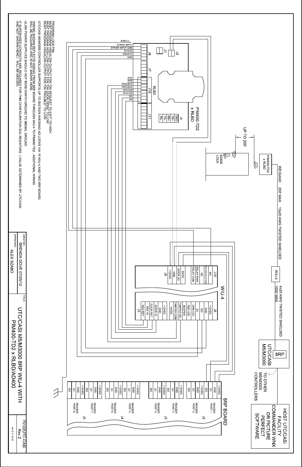 Page 1 of 1 - Schlage Electronics C AD400 Wiring Diagram UTC-Casi M5 M3000 8RP WIU-4 Wiegand 109171