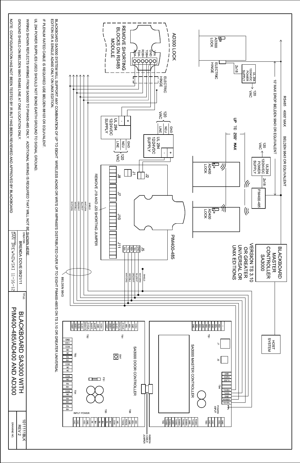 Page 1 of 1 - Schlage Electronics C AD300 AD400 Wiring Diagram Blackboard SA3000 RS485 109214