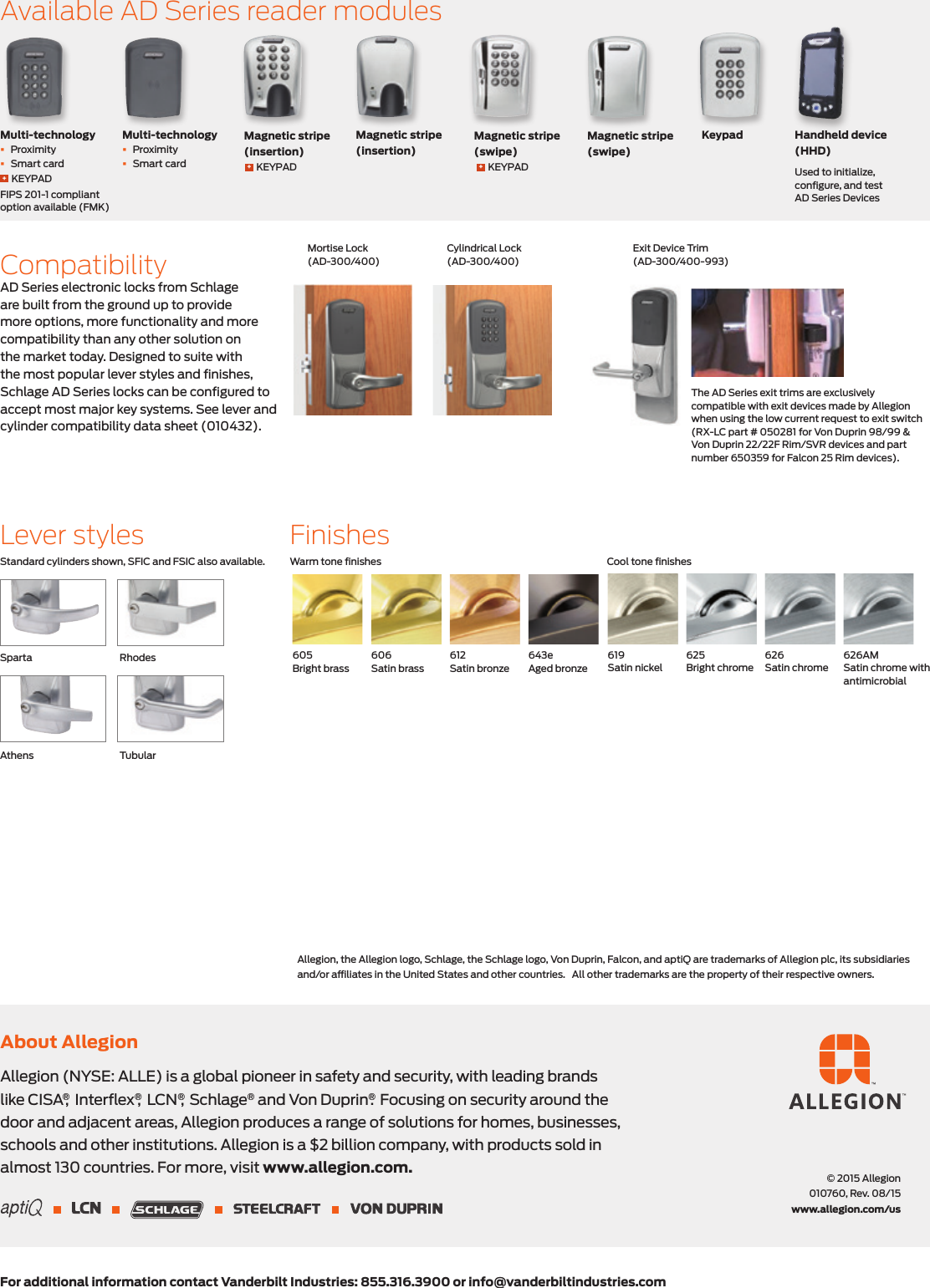 Schlage Electronics Vanderbilt Lite Blue Integrated Access Control