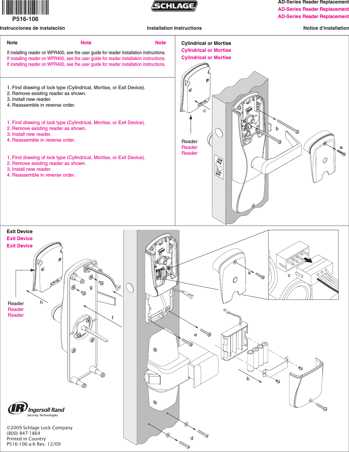 Schlage Lock MTADCRED RFID User Manual P516 106 a 6 ai