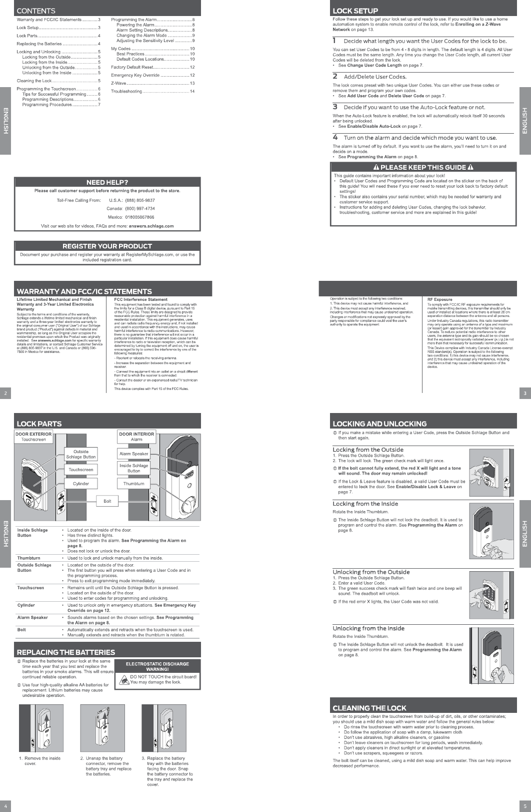 Schlage Lock Zwplus Electronic Door Lock User Manual