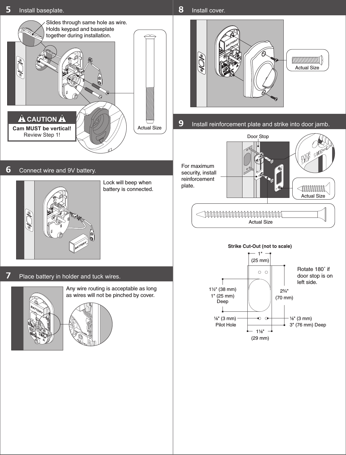 Page 3 of 8 - Schlage Residential  BE365 - Keypad Deadbolt Installation Instructions 23780000