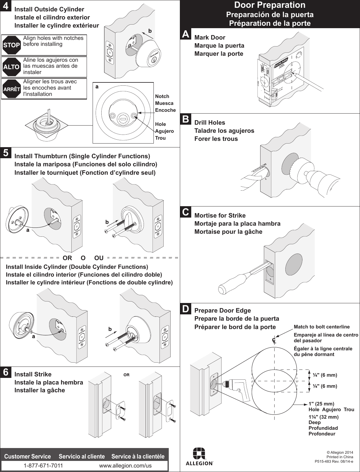 Page 2 of 2 - Schlage Residential  JD60/JD62 - J-Series Deadbolt Installation Instructions P515-483