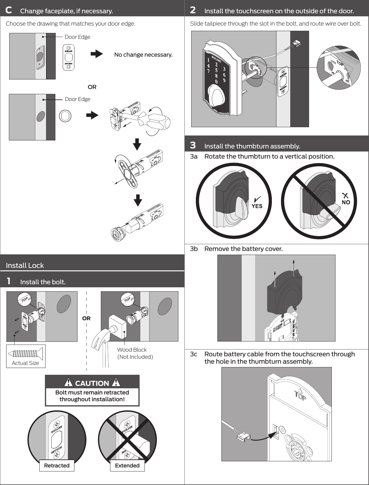 Page 2 of 8 - Schlage Residential  BE375 Touch Deadbolt Installation Instructions P516-865