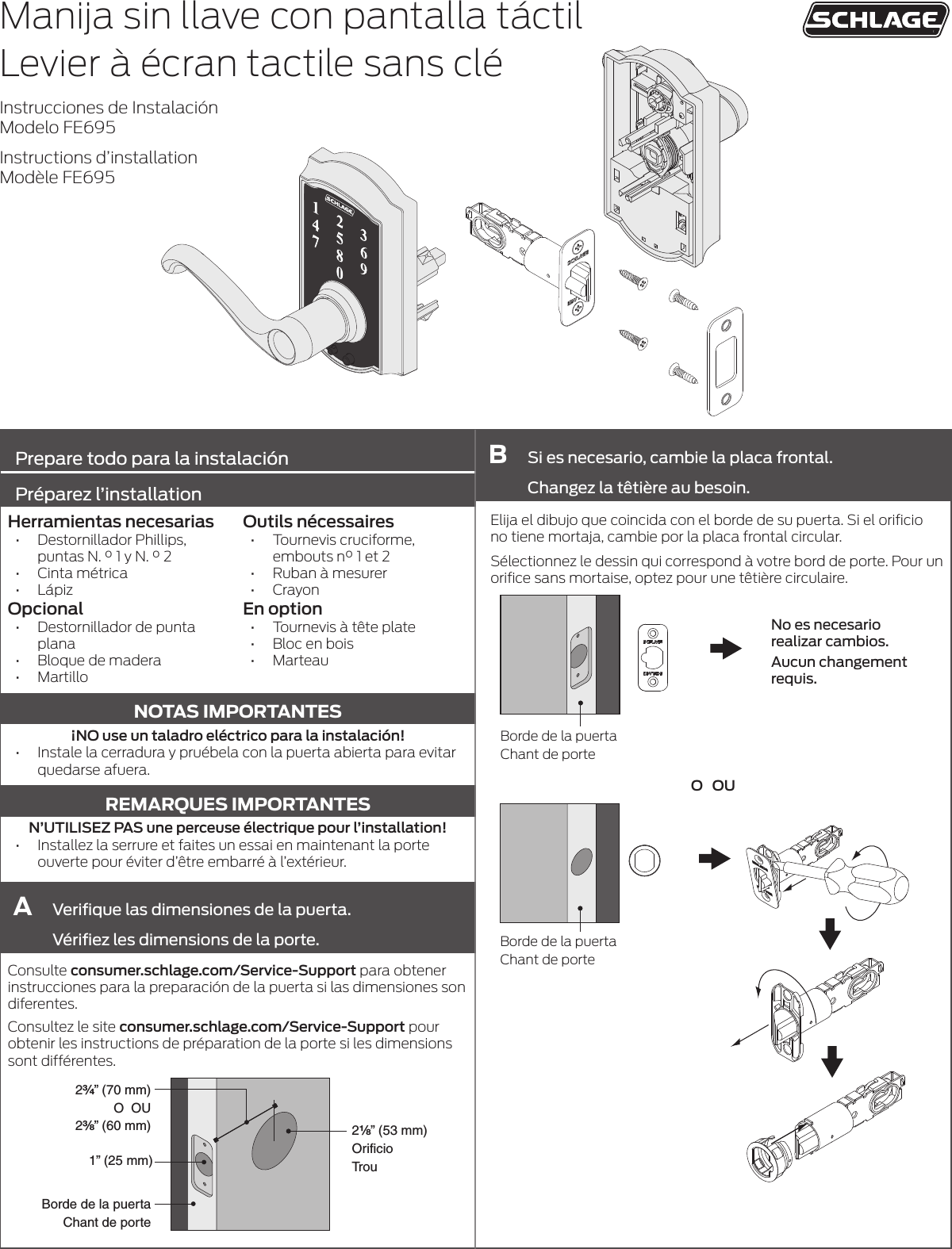 Page 5 of 8 - Schlage Residential  FE695 Touch Lever Installation Instructions P516-866