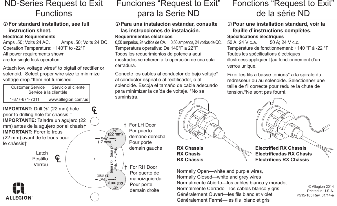 Page 2 of 2 - Schlage  ND-Series Electrified Functions Installation Instructions (solenoid, Mfg Before 3-14-2016) 111248