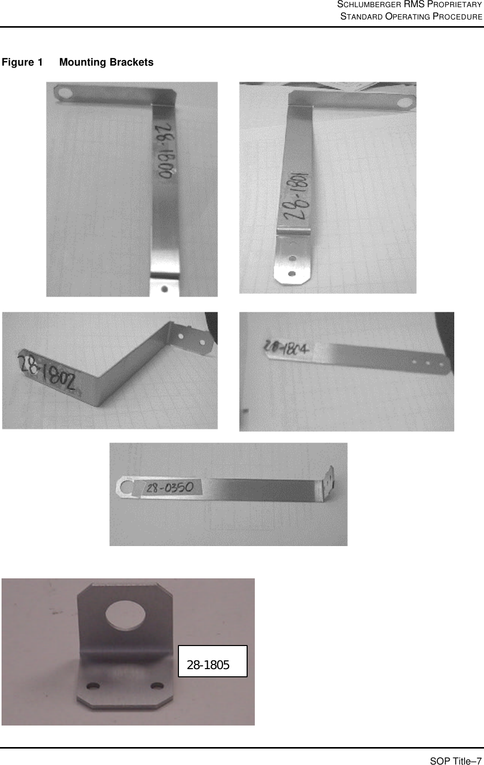 SCHLUMBERGER RMS PROPRIETARY STANDARD OPERATING PROCEDURE SOP Title–7 Figure 1 Mounting Brackets   28-1805 