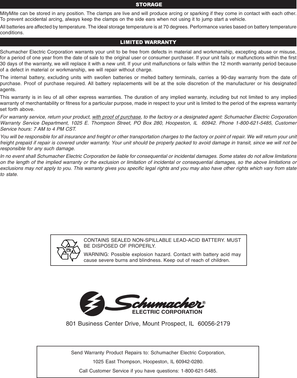 Page 2 of 2 - Schumacher Schumacher-Ps-120A-Users-Manual- 341-503  Schumacher-ps-120a-users-manual