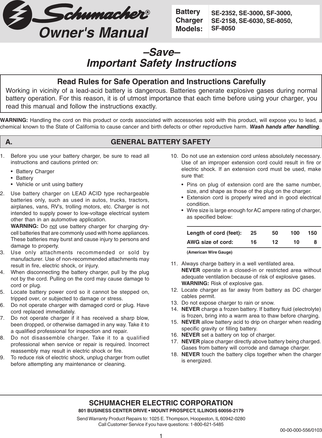 Page 1 of 8 - Schumacher Schumacher-Se-2158-Owners-Manual- ManualsLib - Makes It Easy To Find Manuals Online!  Schumacher-se-2158-owners-manual