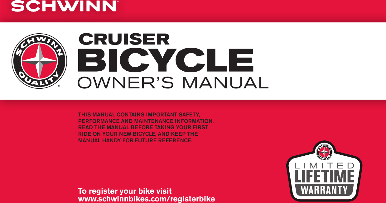 Schwinn Cruiser Bicycle Owners Manual OMSCCR