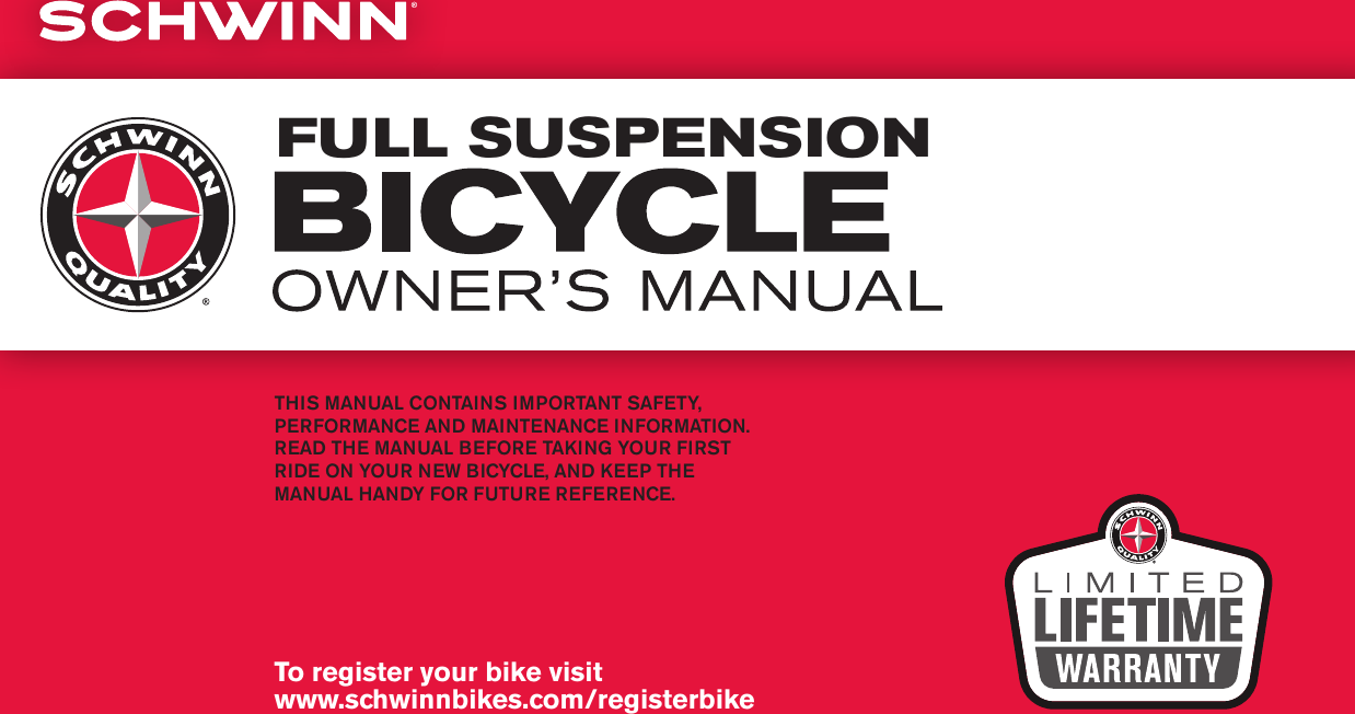 Schwinn Full Suspension Bicycle Owners Manual 7137