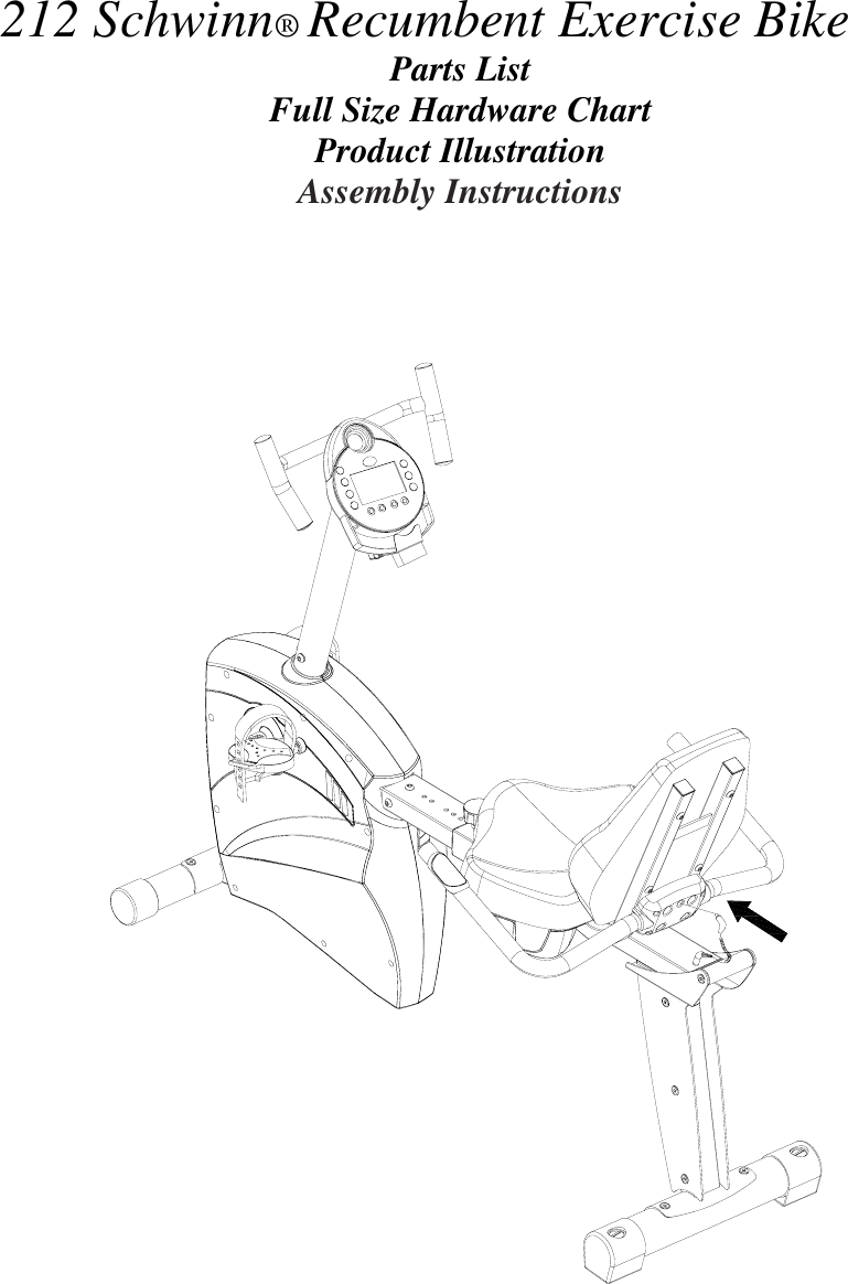 Schwinn Exercise Bike 212 Users Manual 101C Schwinn® Upright