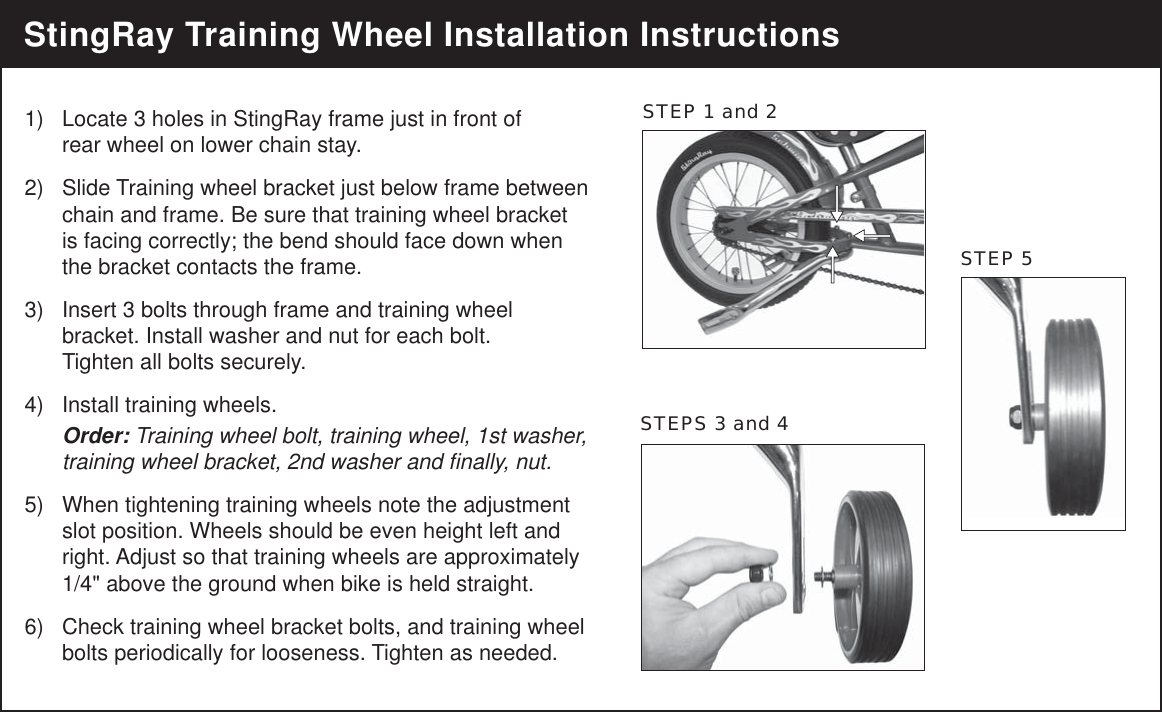 training wheel bolts