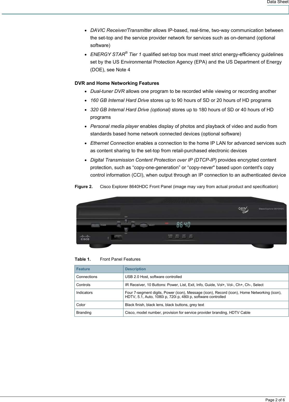 Page 2 of 6 - Scientific-Atlanta Scientific-Atlanta-8640Hdc-Users-Manual- Cisco Explorer 8640HDC DVR With M-Card Interface - 7015626  Scientific-atlanta-8640hdc-users-manual