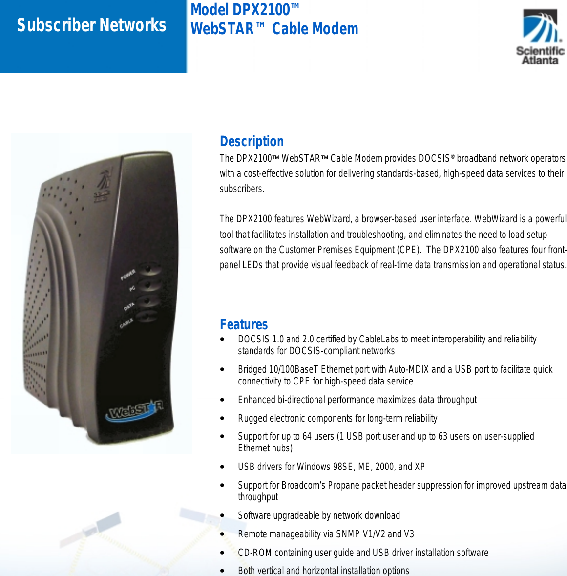 Page 1 of 4 - Scientific-Atlanta Scientific-Atlanta-Dpx2100Tm-Users-Manual- .Specifications . Scientific-atlanta-dpx2100tm-users-manual