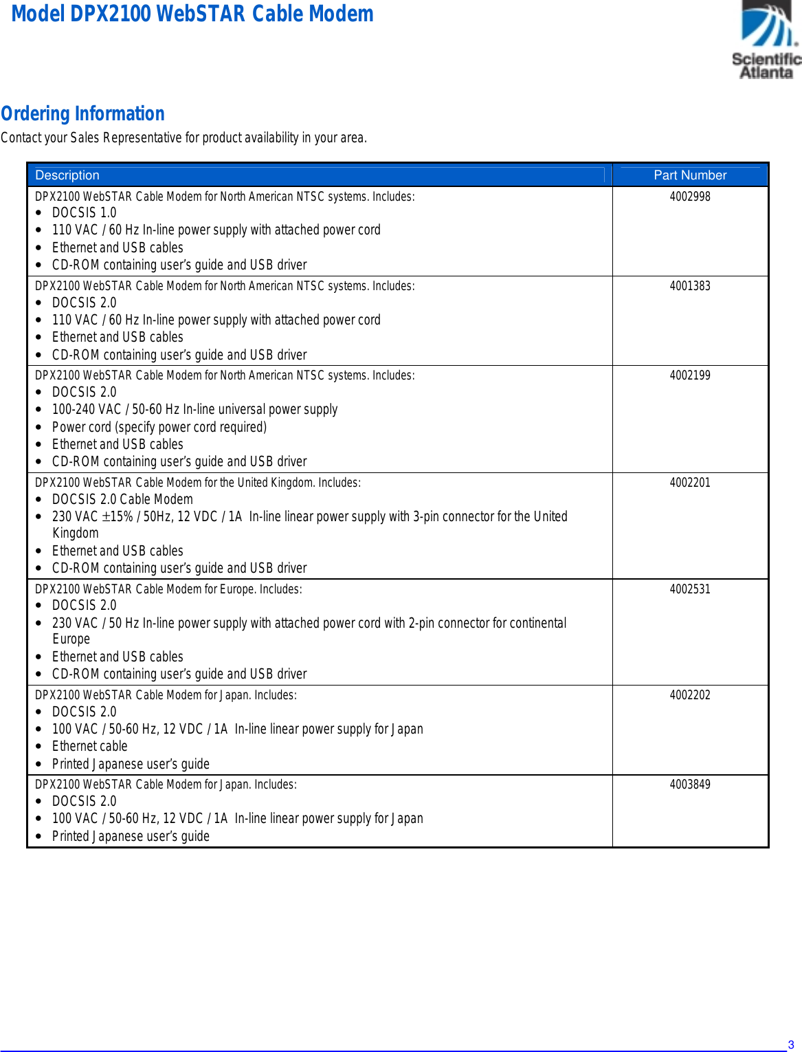Page 3 of 4 - Scientific-Atlanta Scientific-Atlanta-Dpx2100Tm-Users-Manual- .Specifications . Scientific-atlanta-dpx2100tm-users-manual