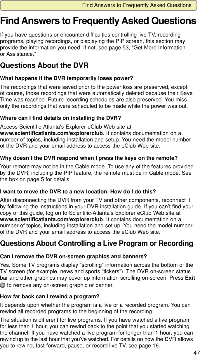 Scientific Atlanta Explorer 8300Hd Users Manual User's Guide, Consumer