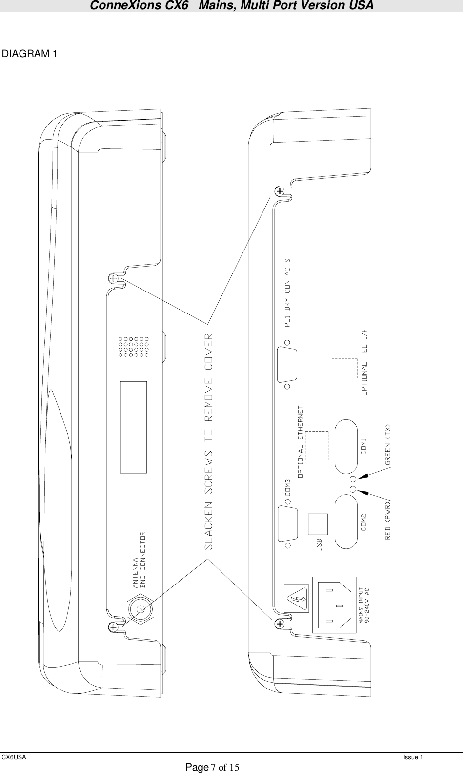 ConneXions CX6   Mains, Multi Port Version USA  CX6USA   Issue 1  Page 7 of 15    DIAGRAM 1 