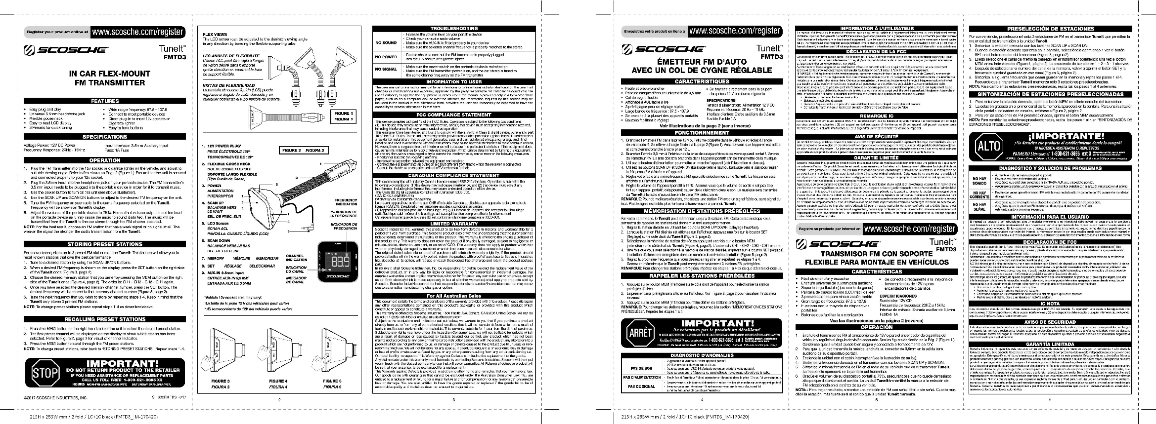 Scosche FMTD13A In Car FlexMount FM Transmitter User Manual Full page
