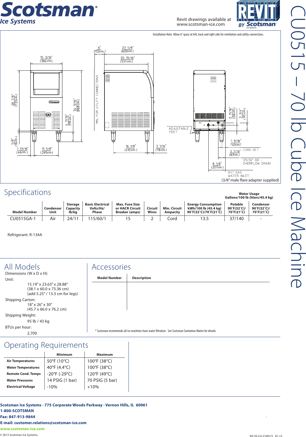 Page 2 of 2 - Scotsman Scotsman-Cu0515-Specification-Sheet-  Scotsman-cu0515-specification-sheet