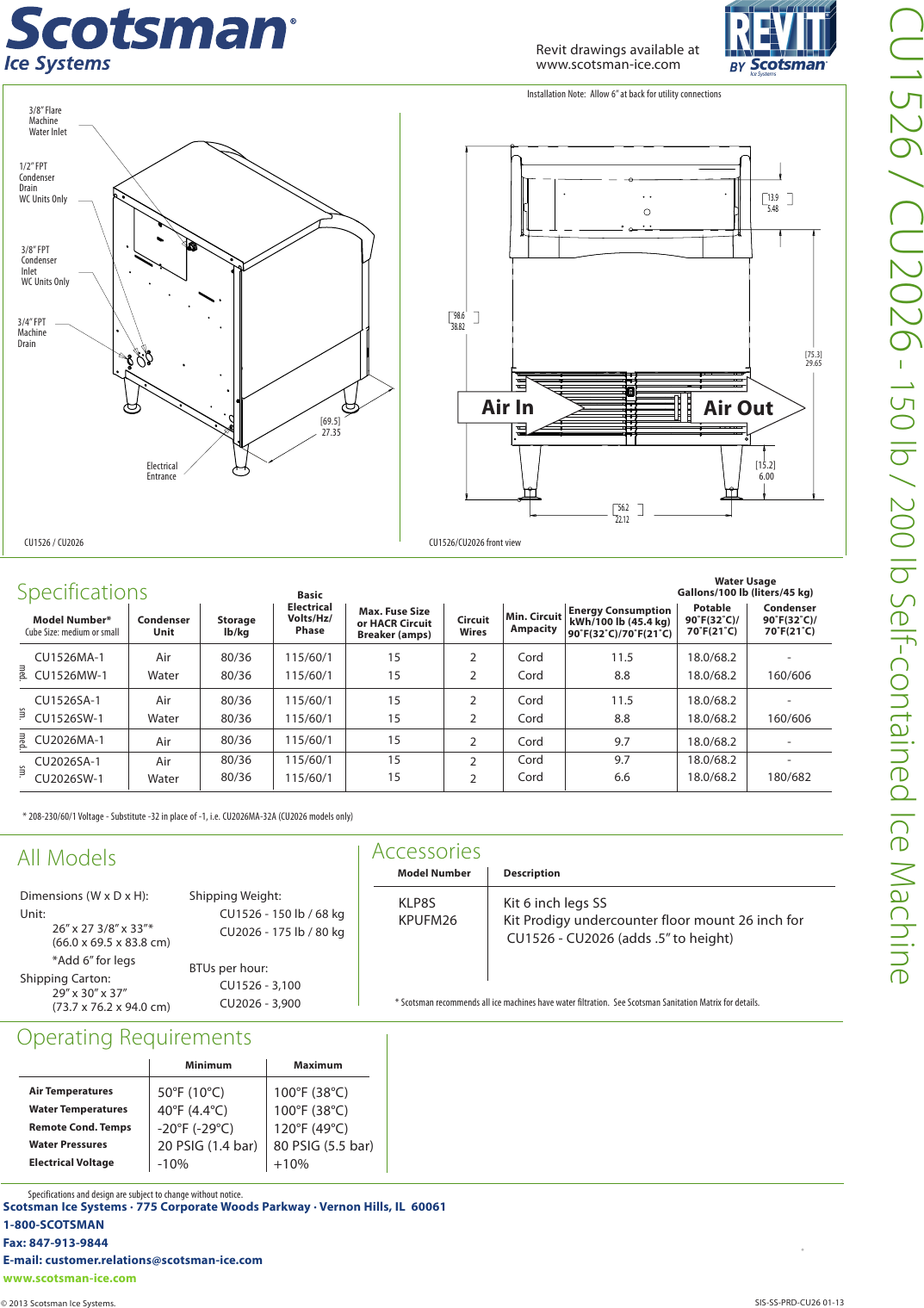 Page 2 of 2 - Scotsman Scotsman-Cu1526-Cu2026-Prodigy-Specification-Sheet-  Scotsman-cu1526-cu2026-prodigy-specification-sheet
