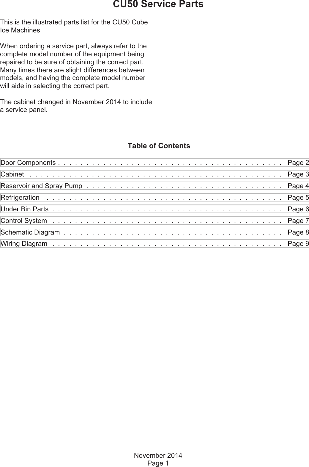 Page 1 of 9 - Scotsman Scotsman-Cu50-Undercounter-Parts-List- Cu50 Service Man.vp  Scotsman-cu50-undercounter-parts-list