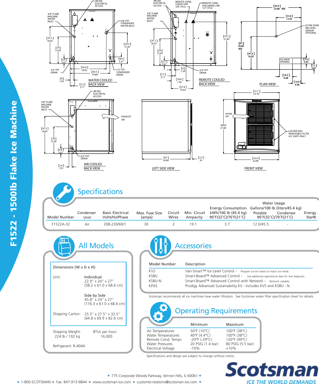 Page 2 of 2 - Scotsman Scotsman-F1522-Prodigy-Plus-Specification-Sheet- PP F1522 Spec Sheet Low Qual  Scotsman-f1522-prodigy-plus-specification-sheet