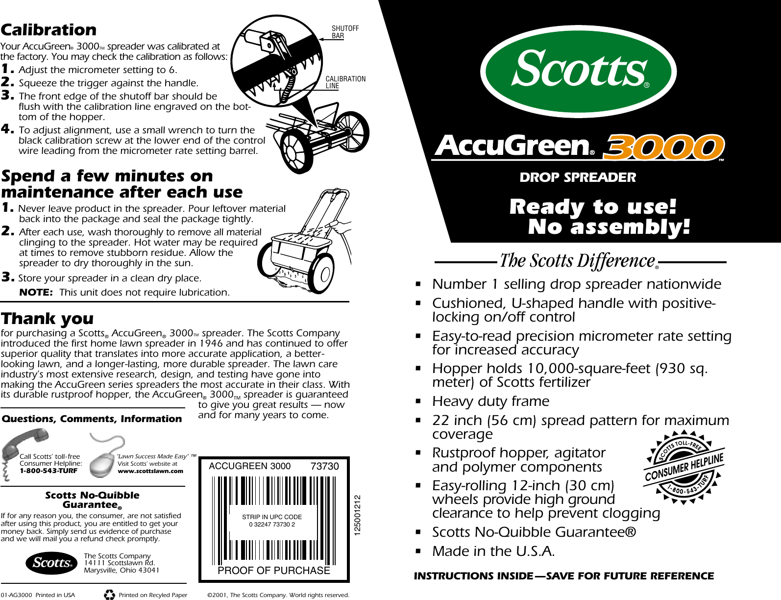 Page 1 of 2 - Scotts Scotts-Scotts-Spreader-3000-Users-Manual-  Scotts-scotts-spreader-3000-users-manual