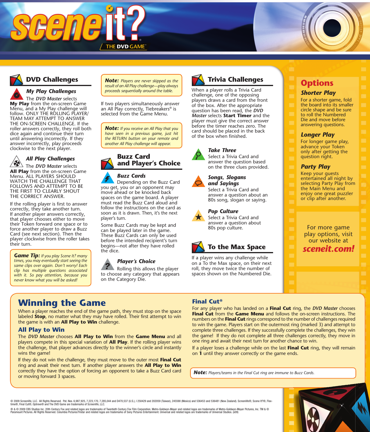 Page 2 of 2 - Screenlife Screenlife-Scene-It-80S-Users-Manual- 80s_Instructions  Screenlife-scene-it-80s-users-manual